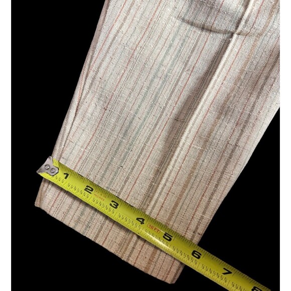 Vintage Cleveland 70s high waisted Wide Leg Slub cotton Striped Pants size 5 - Picture 9 of 14